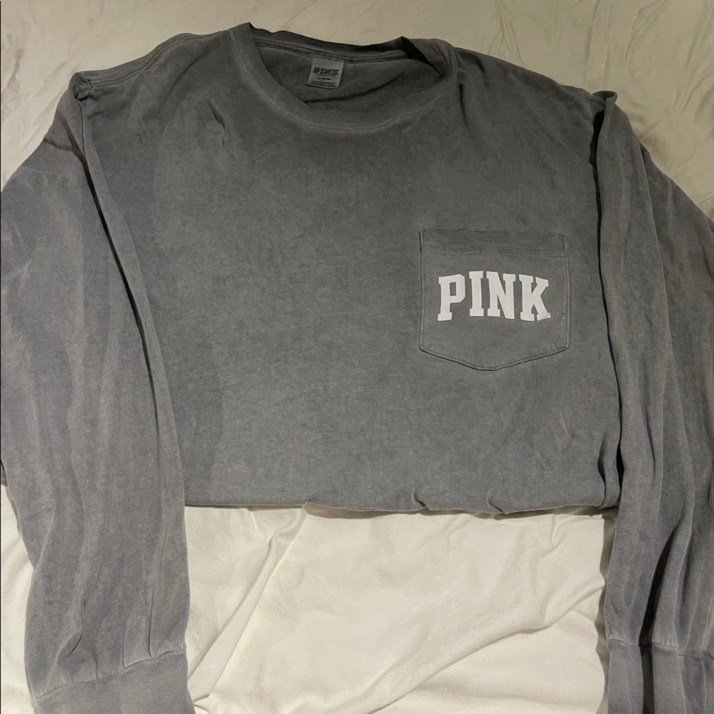 VS PINK long sleeve Tee Grey wash
